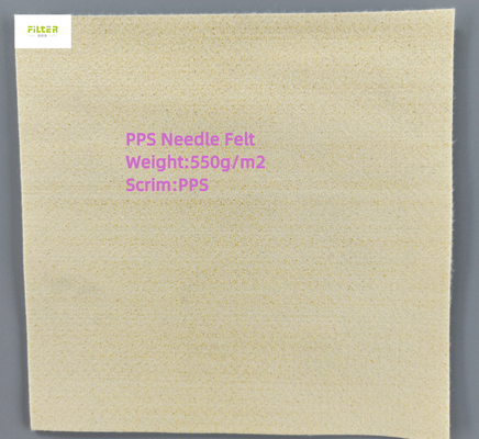 450gsm - 550gsm industriële filterdoek PPS-naaldvilt voor filterzak