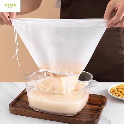 Liquid Filter Bag Food Grade Nylon Mesh Strainer Herbruikbare trektouw sluiting Geschikt voor het filteren van sap groenten en fruit