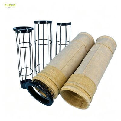 Hittebestendige polyester aramide PPS P84 PTFE filterzak voor pulsstraalstofafscheider